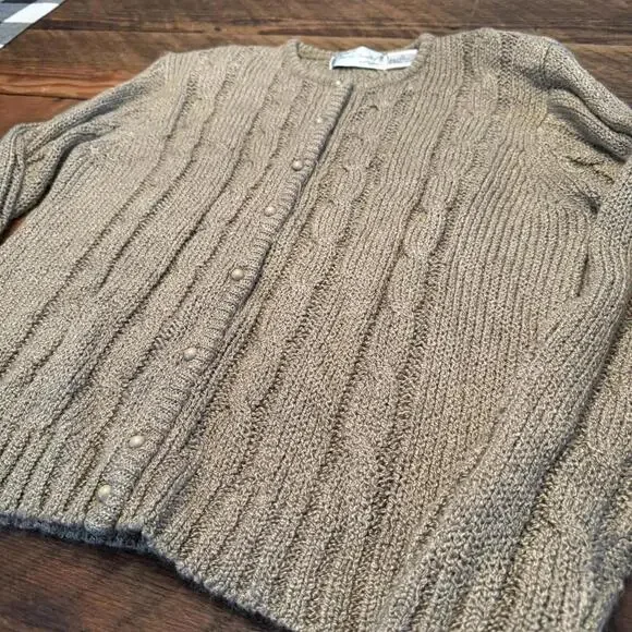 Vintage Sarah Bentley brown cable knit cardigan - Picture 3 of 7